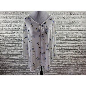 Rue Plus Womens Top 3X Plus Roll Tab Sleeve Faux Pockets Quarter Zip FLO388E